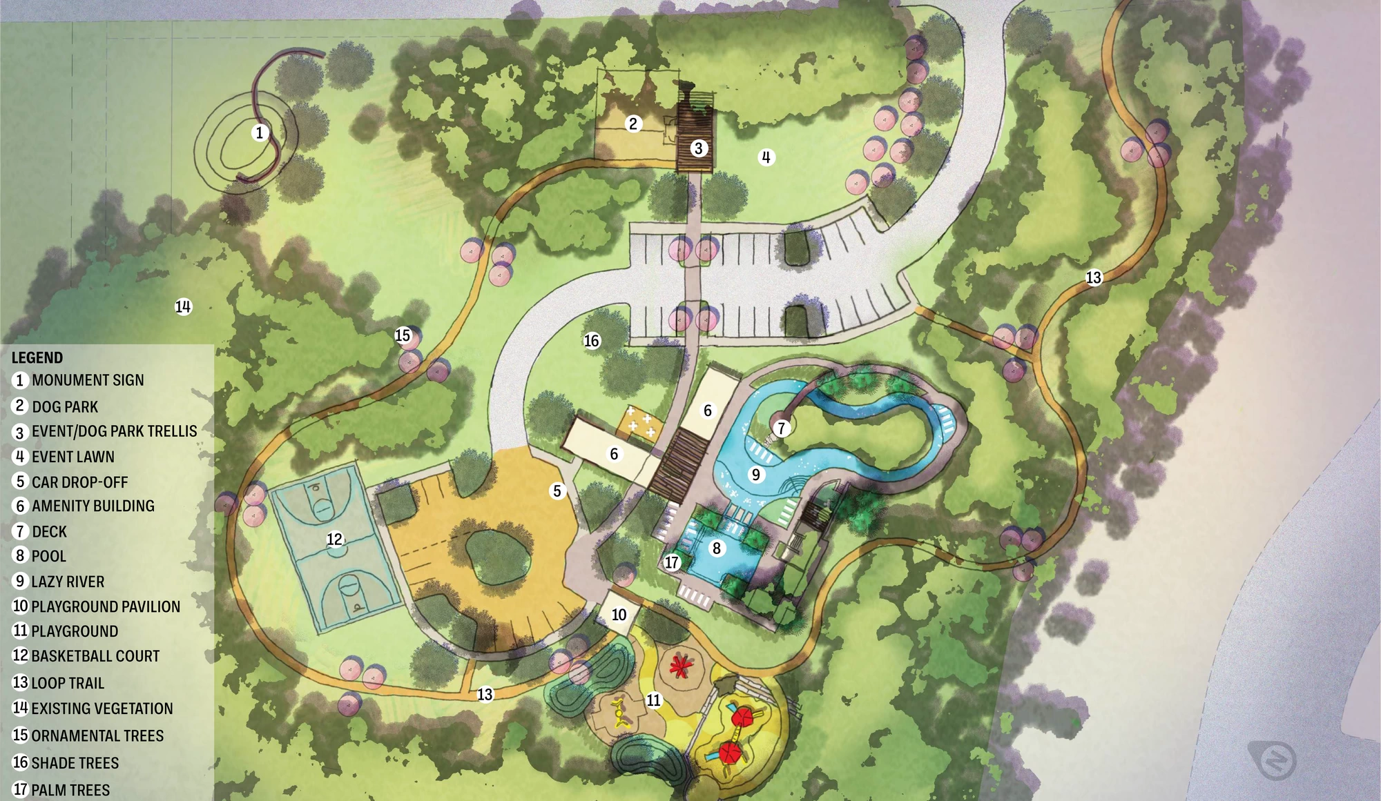 Amenity Center Site Plan for Hickory Ridge.